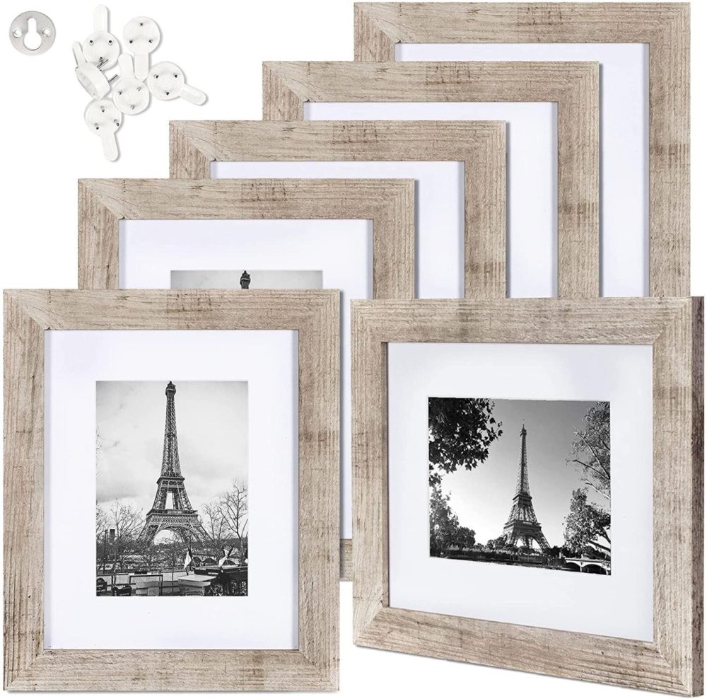 Home Décor |  Upsimples 8X10 Picture Frame Distressed Burlywood With Real Glass,Display Pictures 5X7 With Mat Or 8X10 Without Mat,Multi Photo Frames Collage For Wall Or Tabletop Display,Set Of 6 Home Décor Distressed Burlywood