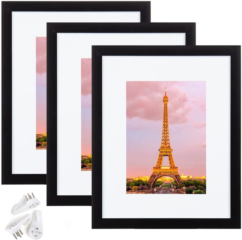 Home Décor |  Upsimples 8X10 Picture Frame Set Of 3,Made Of High Definition Glass For 5X7 With Mat Or 8X10 Without Mat,Wall Mounting Photo Frame Black Home Décor black