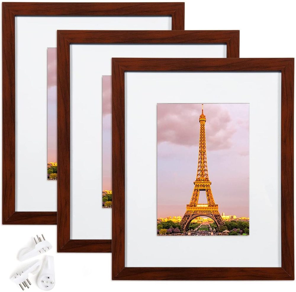 Home Décor |  Upsimples 8X10 Picture Frame Set Of 3,Made Of High Definition Glass For 5X7 With Mat Or 8X10 Without Mat,Wall Mounting Photo Frame Red Brown Home Décor Home Décor