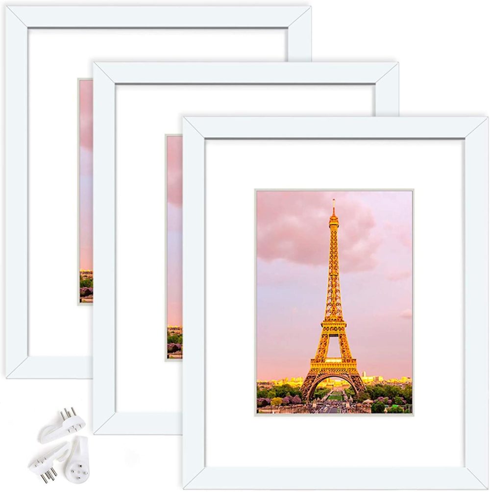 Home Décor |  Upsimples 8X10 Picture Frame Set Of 3,Made Of High Definition Glass For 5X7 With Mat Or 8X10 Without Mat,Wall Mounting Photo Frame White Home Décor Home Décor