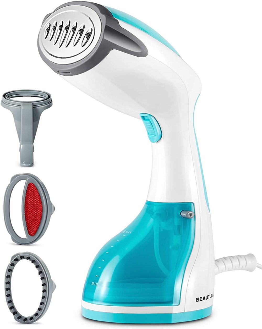 Irons & Steamers |  Beautural Steamer For Clothes, Portable Handheld Garment Fabric Wrinkles Remover, 30-Second Fast Heat-Up, Auto-Off, Large Detachable Water Tank Home Decor & Cleaning Aqua