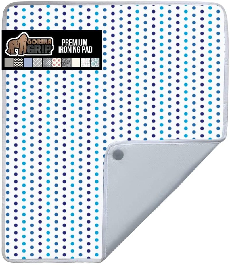 Irons & Steamers |  Gorilla Grip Ironing Pad, Magnetic Laundry Pad, Heat And Scorch Resistant, 28X24 Inch, Iron Board Mat For Table, Countertop, Washer, Dryer, Thick Durable Portable Pads Great For Travel, Blue Dots Home Decor & Cleaning Blue Dots