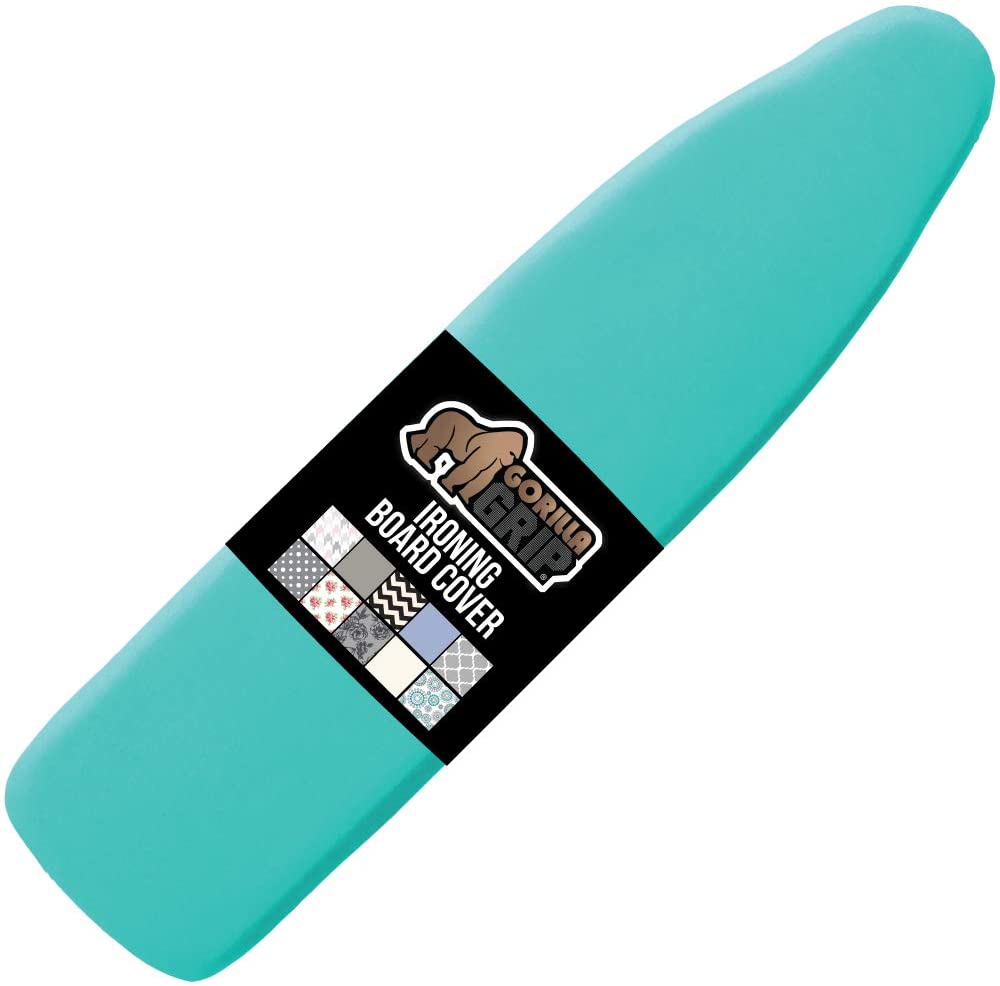 Irons & Steamers |  Gorilla Grip Reflective Silicone Ironing Board Cover, Resist Scorching And Staining, 15X54, Hook And Loop Fastener Straps, Pads Fit Large And Standard Boards, Elastic Edge, Thick Padding, Turquoise Home Decor & Cleaning Hills Point Industries, LLC