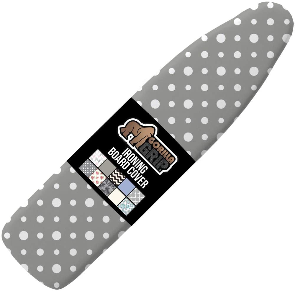 Irons & Steamers |  Gorilla Grip Reflective Silicone Ironing Board Cover, Resist Scorching And Staining, 15X54 Inch, Hook And Loop Fastener Straps, Pads Fit Large And Standard Boards, Elastic Edge, Thick Padding, Dots Home Decor & Cleaning Dots