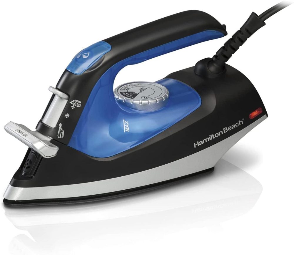 Irons & Steamers |  Hamilton Beach Iron 2-In-1 Handheld Iron & Garment Steamer For Clothes With Continuous Steam Nozzle, Nonstick Soleplate, 1200 Watts, Blue/Black Home Decor & Cleaning Hamilton Beach