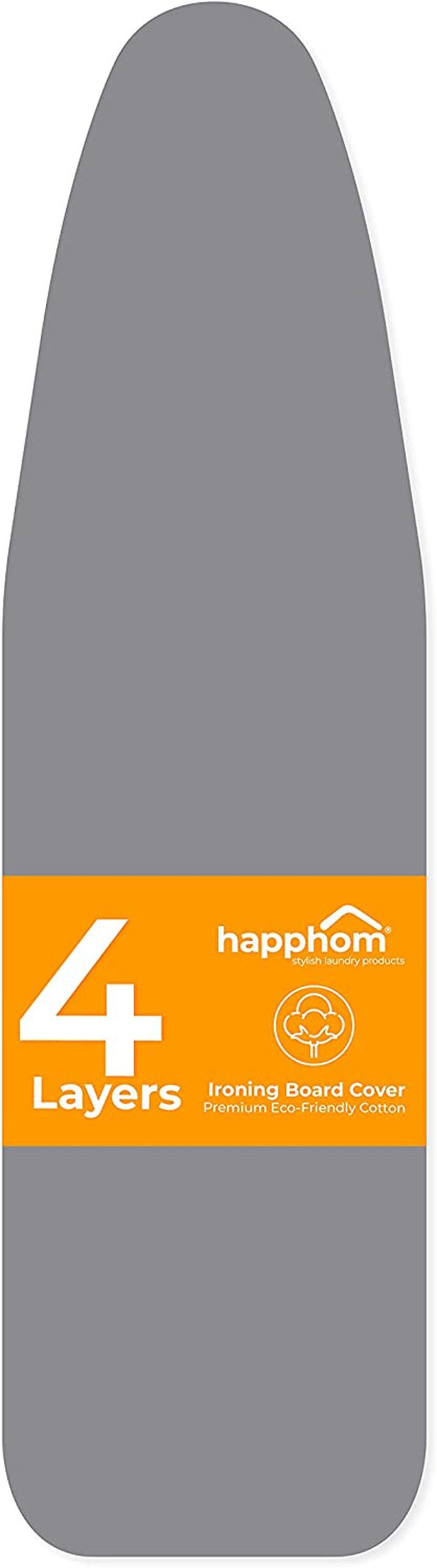 Irons & Steamers |  Happhom Ironing Board Cover And Pad Extra Thick Heavy Duty Padded 4 Layers, Silver Coated Ironing Board Cover, Non Stick Scorch And Stain Resistant Standard Size 15X54 Inch With Elasticized Edges Home Decor & Cleaning gray