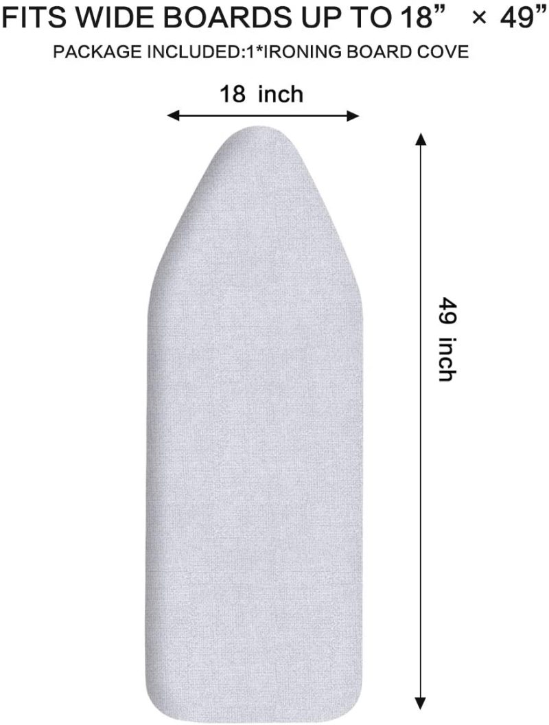 Irons & Steamers |  Ironing Board Cover And Pad For Extra Wide 18 X 49 Ironing Boards,Premium Heavy Duty 3-Layer Silicone Coated Cover With 2Mm Foam And 4Mm Felt,Resists Scorching And Staining (49"X18",Size C) Home Decor & Cleaning gray