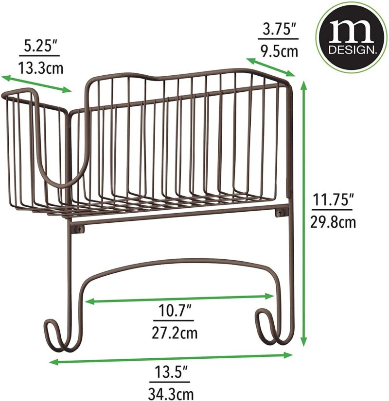 Irons & Steamers |  Mdesign Metal Wall Mount Ironing Board Holder With Large Storage Basket – Easy Installation, Holds Iron, Board, Spray Bottles, Starch, Fabric Refresher For Laundry Rooms – Bronze Home Decor & Cleaning Bronze