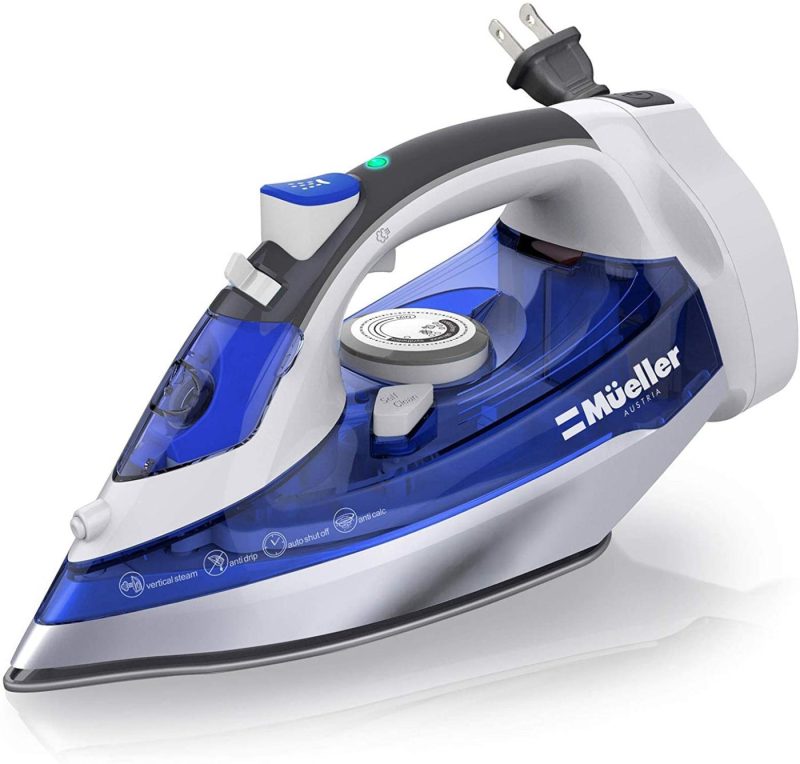 Irons & Steamers |  Mueller Professional Grade Steam Iron, Retractable Cord For Easy Storage, Shot Of Steam/Vertical Shot, 8 Ft Cord, 3 Way Auto Shut Off, Self Clean Home Decor & Cleaning Blue