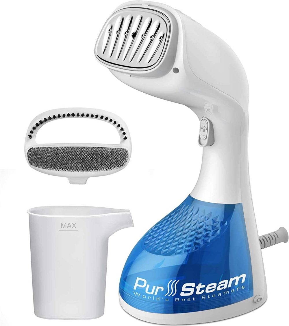 Irons & Steamers |  Pursteam 1400-Watt Steamer For Clothes, Wrinkle Remover, Fast Heat-Up, Large Detachable Water Tank, Exact Measure Filler Cup And 2 In 1 Brush Included Home Decor & Cleaning Arctic White PS510