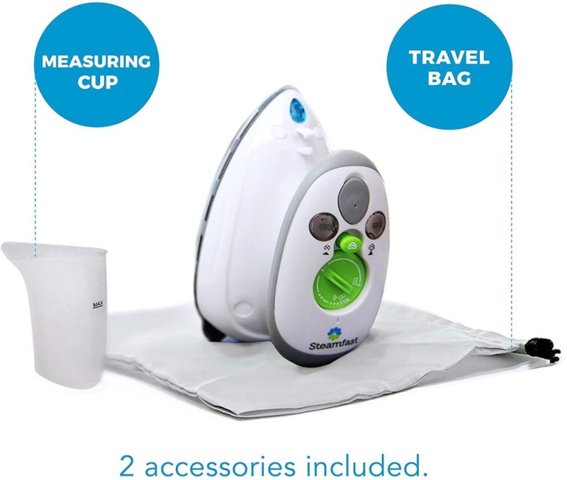 Irons & Steamers |  Steamfast Sf-717 Mini Steam Iron With Dual Voltage, Travel Bag, Non-Stick Soleplate, Anti-Slip Handle, Rapid Heating, 420W Power, White Home Decor & Cleaning Irons & Steamers