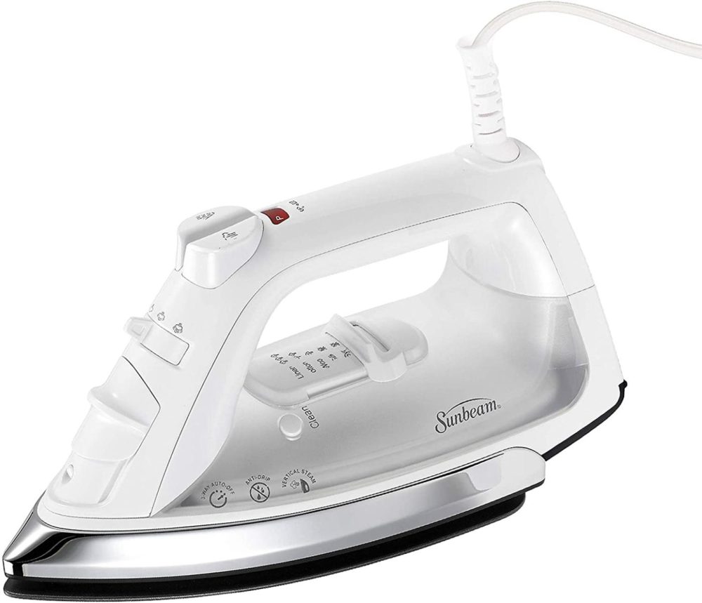 Irons & Steamers |  Sunbeam Classic 1200 Watt Mid-Size Anti-Drip Non-Stick Soleplate Iron With Shot Of Steam/Vertical Shot Feature And 8′ 360-Degree Swivel Cord, White/Clear, Gcsbcl-317-000 Home Decor & Cleaning Iron