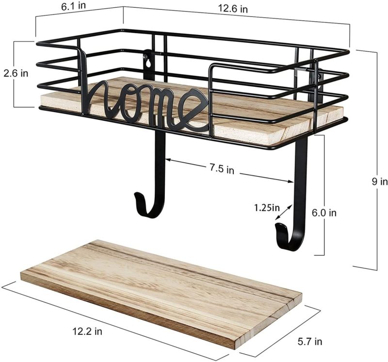 Irons & Steamers |  Tj.Moree Laundry Room Decor-Ironing Board Hanger- Metal Wall Mount Iron And Ironing Board Holder, Laundry Room Organization And Storage With Large Storage Black Wooden Base Basket And Removable Hooks Home Decor & Cleaning Dark Grey