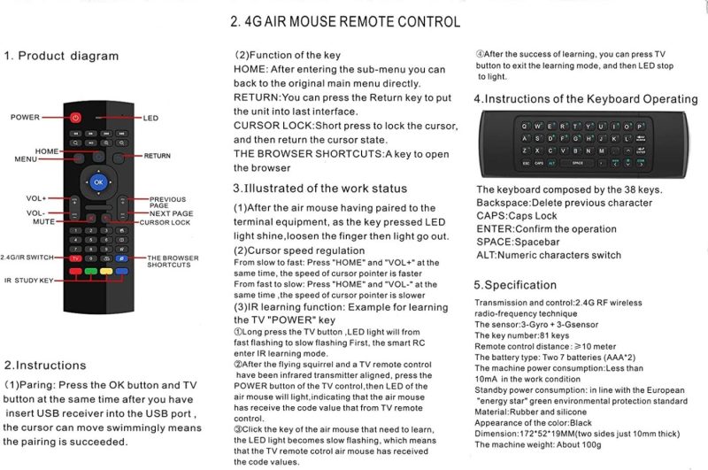 Keyboards |  Mx3 Air Mouse Mini Keyboard Wireless Remote, 2.4G Multifunctional Fly Mouse With Infrared Learning For Android Smart Tv Box, 3-Gyro And 3-Gsensor, Projector Htpc Mini Pc, Ps3/4 Xbox 360 Keyboards CHUNGHOP