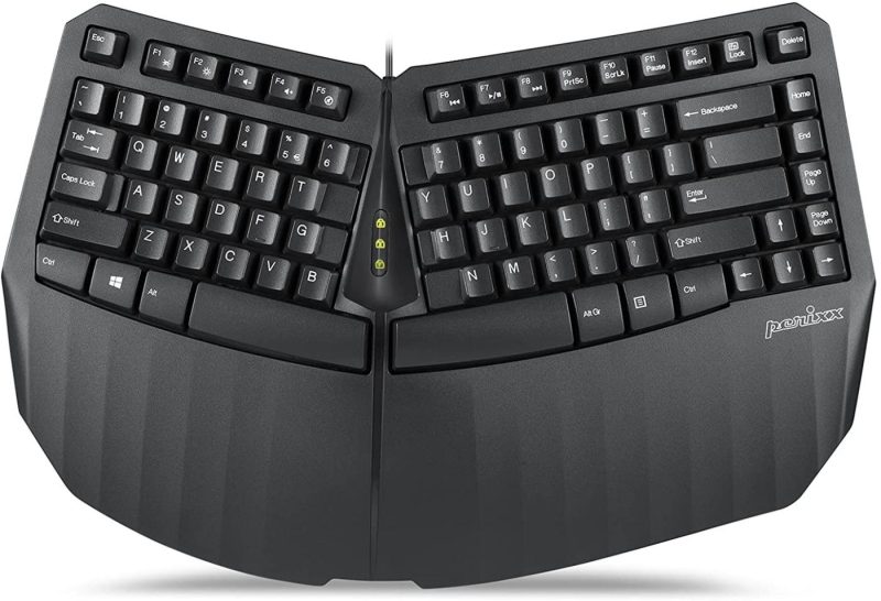 Keyboards |  Perix Wired Usb Ergonomic Compact Split Keyboard – 15.75X10.83X2.17 Inches Tkl Design – Black – Us English Keyboards black