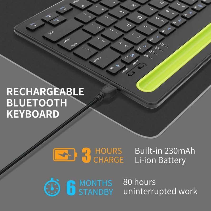 Keyboards |  Rechargeable Bluetooth Mini Keyboard With Phone Holder Wireless Multi-Device Dual Channel Keyboard For Tablet/Laptop/Phone,Compatible With Ios/Windows/Android (Black) Keyboards Generic