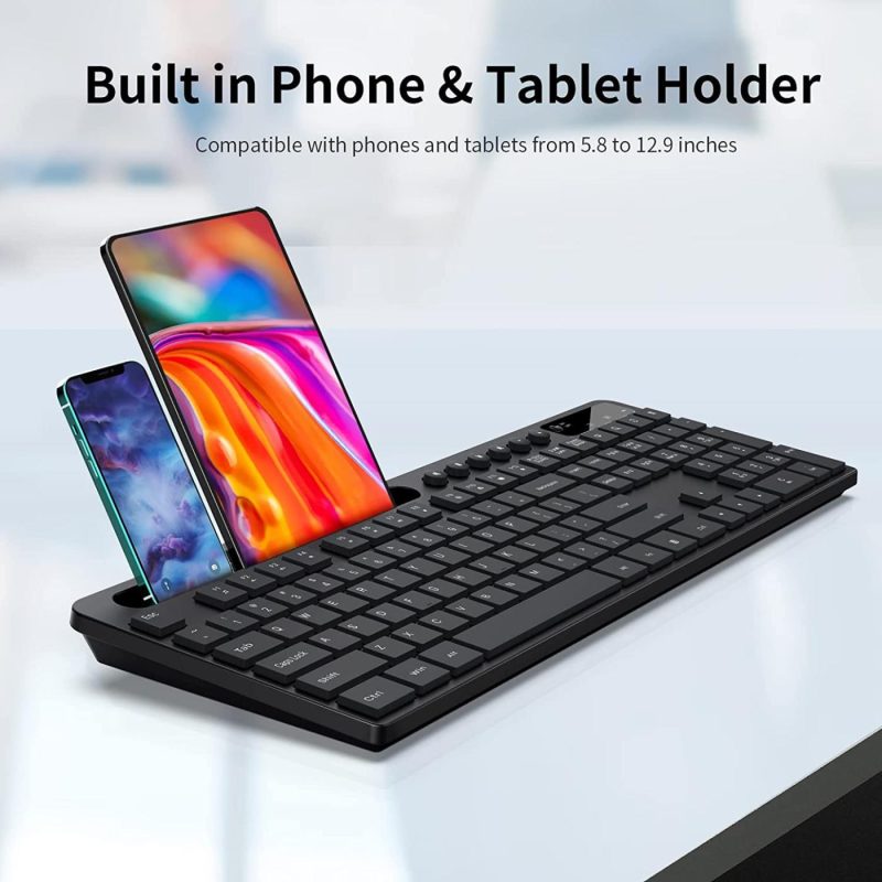 Keyboards |  Wireless Keyboard And Mouse Combo With Phone Tablet Holder, 2.4G Ergonomic Wireless Computer Keyboard, Silent Mouse With 6 Button, Compatible With Macbook, Windows Keyboards Keyboards