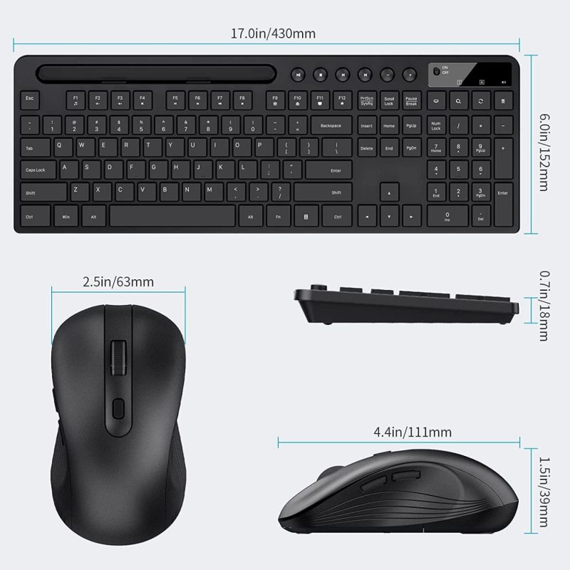 Keyboards |  Wireless Keyboard And Mouse Combo With Phone Tablet Holder, 2.4G Ergonomic Wireless Computer Keyboard, Silent Mouse With 6 Button, Compatible With Macbook, Windows Keyboards Keyboards