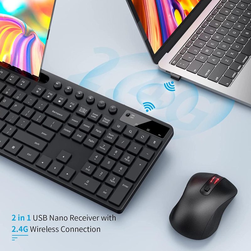 Keyboards |  Wireless Keyboard And Mouse Combo With Phone Tablet Holder, 2.4G Ergonomic Wireless Computer Keyboard, Silent Mouse With 6 Button, Compatible With Macbook, Windows Keyboards Keyboards