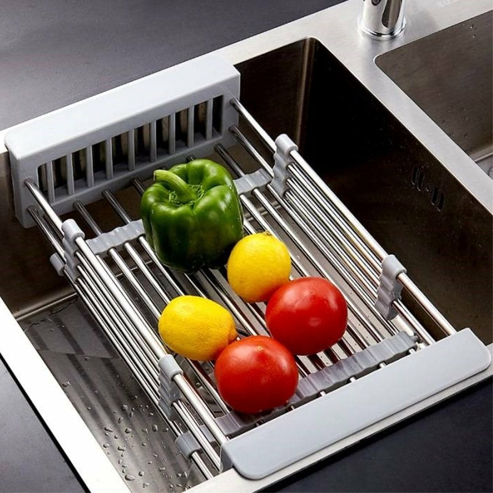 Kitchen & Dining |  Expandable Dish Drying Rack Over The Sink Dish Basket Drainer With Telescopic Arms Functional Kitchen Sink Organizer For Vegetable (8"-17") X 3.6" X 9" Home Decor & Cleaning Kitchen & Dining