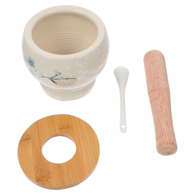 Kitchen & Dining |  1 Set House Garlic Mash Can Grinding Bowl Practical Kitchen Gadget With Wood Stick Home Decor & Cleaning FRCOLOR