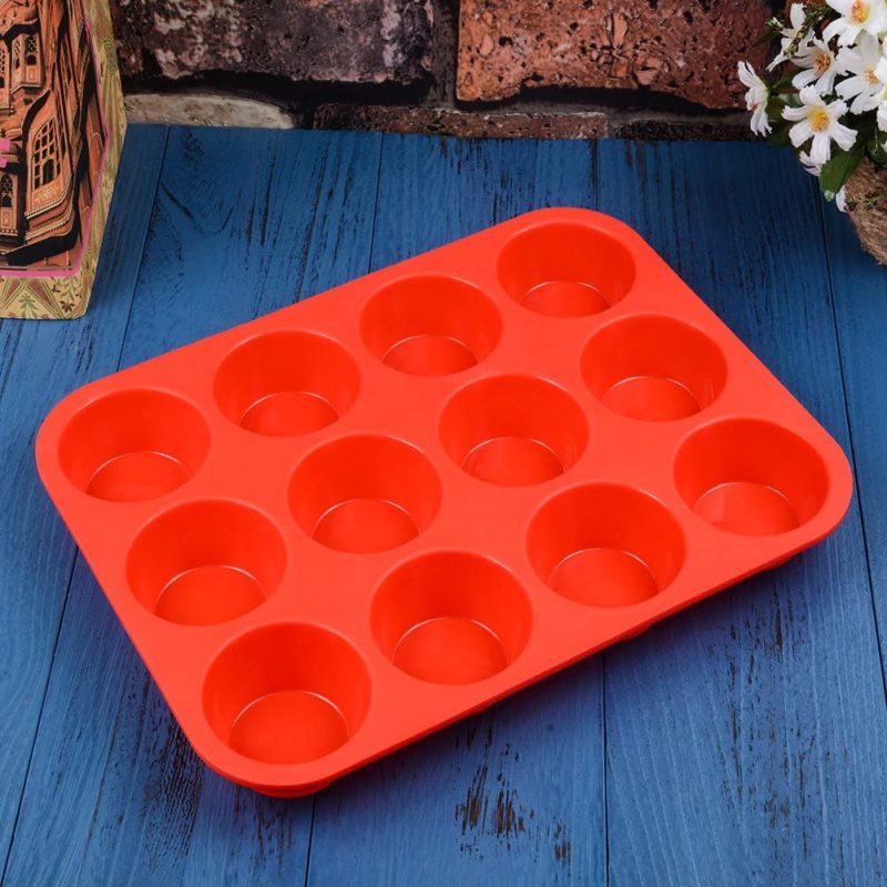 Kitchen & Dining |  12 Cups Silicone Muffin Pan – Nonstick Bpa Free Cupcake Pan 1 Pack Regular Size Silicone Mold Bakeware Bakeware