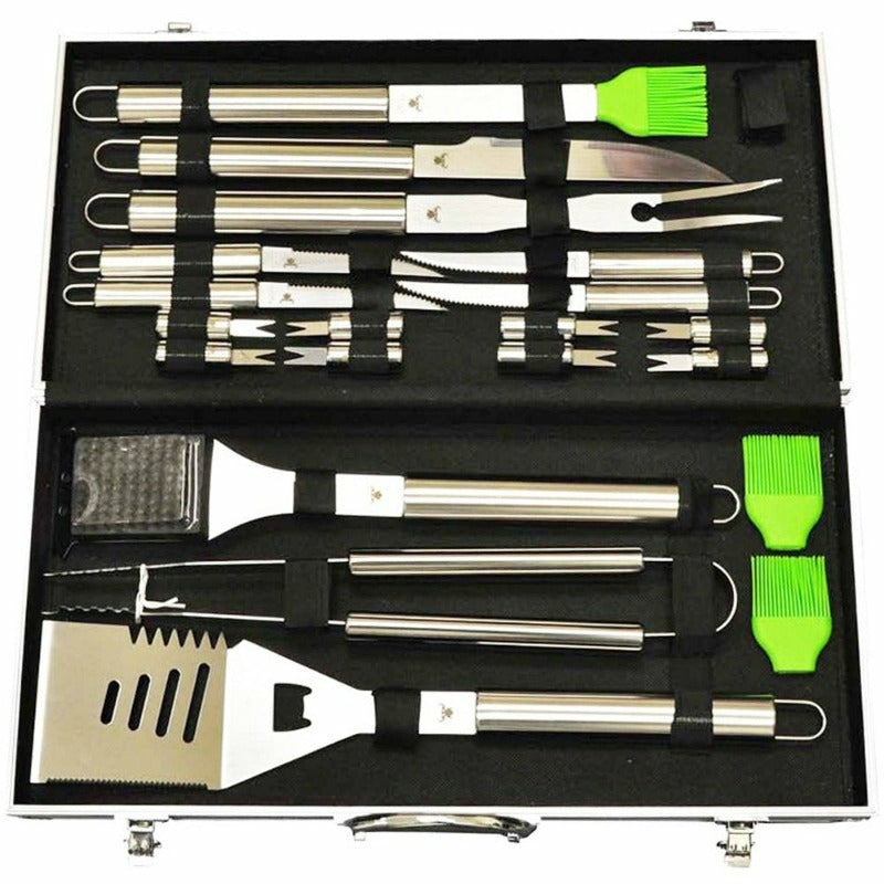 Kitchen & Dining |  20 Piece Stainless-Steel Bbq Tool Kit With Portable Aluminum Carrying Case Cookware Cookware