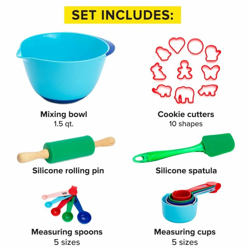 Kitchen & Dining |  23 Piece Tasty Kits Cookie Baking Gadget Set, Real Kid-Safe Baking Tools, Multi-Color Bakeware Bakeware