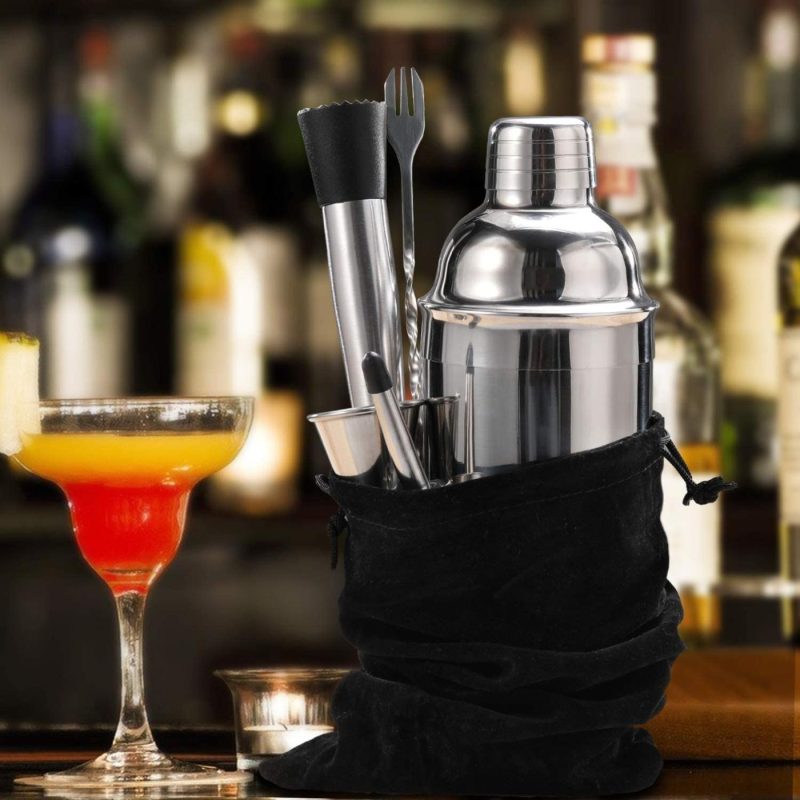 Kitchen & Dining |  24 Oz Cocktail Shaker Set Bartender Kit By Aozita, Stainless Steel Martini Shaker, Mixing Spoon, Muddler, Measuring Jigger, Liquor Pourers With Dust Caps And Manual Of Recipes, Professional Bar Tools Home Decor & Cleaning AOZITA