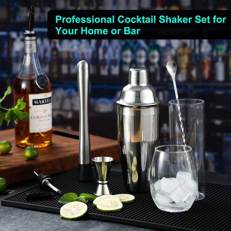 Kitchen & Dining |  24 Oz Cocktail Shaker Set Bartender Kit By Aozita, Stainless Steel Martini Shaker, Mixing Spoon, Muddler, Measuring Jigger, Liquor Pourers With Dust Caps And Manual Of Recipes, Professional Bar Tools Home Decor & Cleaning AOZITA