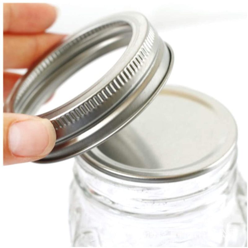 Kitchen & Dining |  24Pcs Regular Mouth Canning Lids And Rings Stainless Steel Mason Jar Lids Reusable Leak Proof Split-Type Silver Lids With Silicone Seals Rings (70Mm) Cookware bANDS