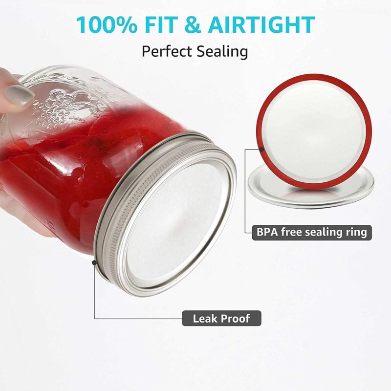 Kitchen & Dining |  28 Pcs Wide Mouth Canning Lids, Premium Food Grade Tinplate, Leak Proof For Mason Jar Lids With Silicone Seals Rings, Artictern, Split-Type Lids For Ball, Kerr Jars, 3.38 Inches Cookware ARTICTERN