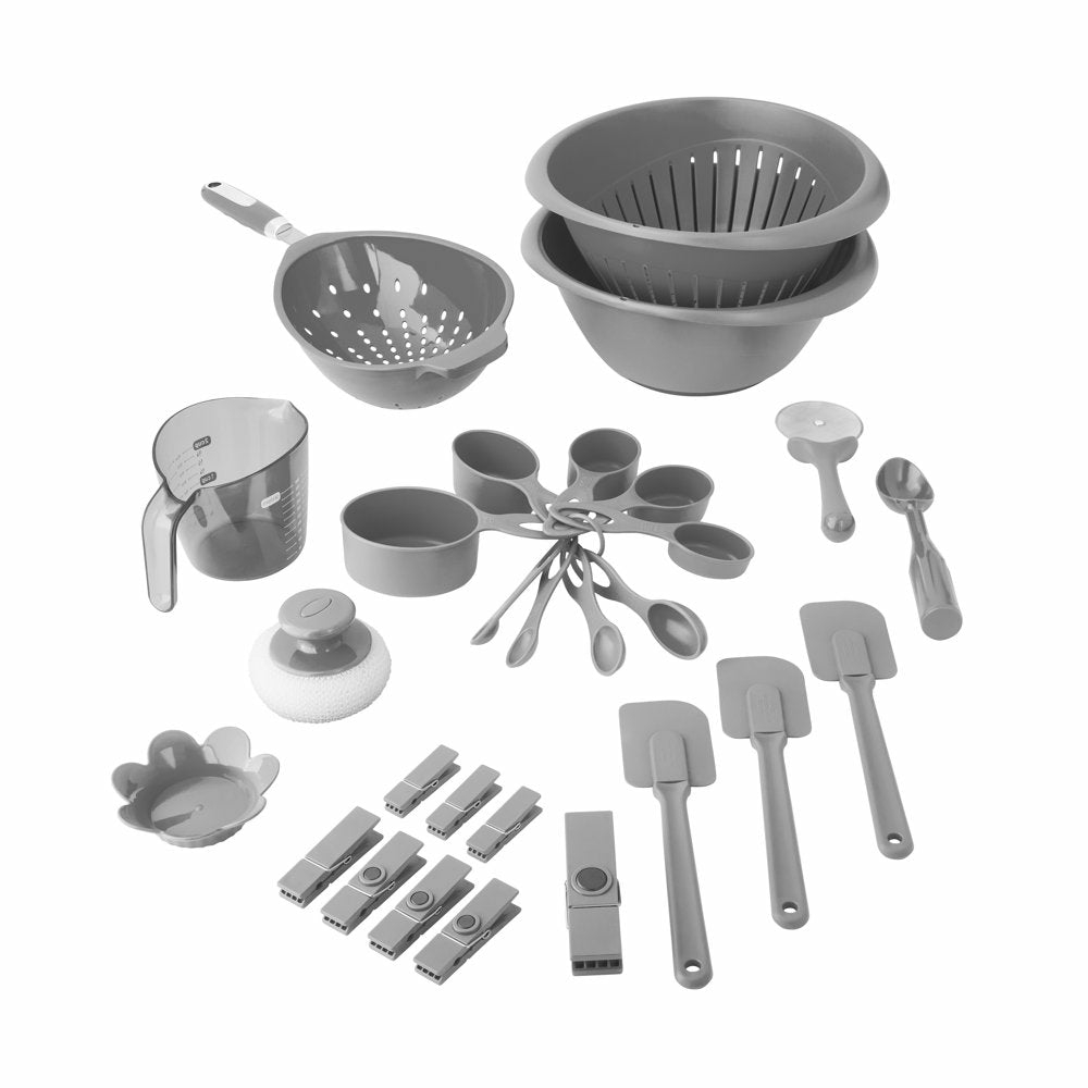 Kitchen & Dining |  28-Piece Plastic Kitchen Tools And Gadgets Set, Gray Home Decor & Cleaning Bradshaw