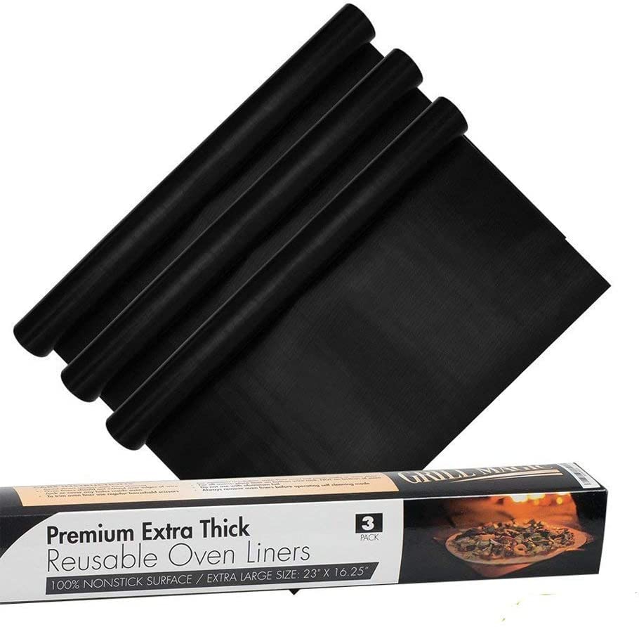 Kitchen & Dining |  3 Pack Non-Stick Heavy Duty Oven Liners Set By Grill Magic – Thick, Heat Resistant Fiberglass Mat – Easy To Clean, Reduce Spills, Stuck Foods & Clean Up – Bpa Free Kitchen Friendly Cooking Accessory Bakeware Bakeware