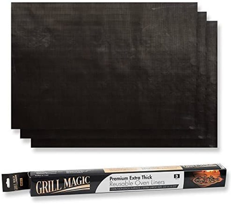 Kitchen & Dining |  3 Pack Non-Stick Heavy Duty Oven Liners Set By Grill Magic – Thick, Heat Resistant Fiberglass Mat – Easy To Clean, Reduce Spills, Stuck Foods & Clean Up – Bpa Free Kitchen Friendly Cooking Accessory Bakeware Bakeware