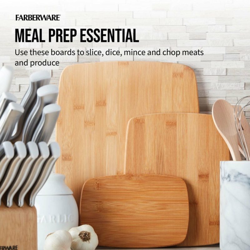 Kitchen & Dining |  3-Piece Kitchen Cutting Board Set, Reversible Chopping Boards For Meal Prep And Serving, Charcuterie Board Set, Wood Cutting Boards, Assorted Sizes, Bamboo Home Decor & Cleaning Kitchen & Dining