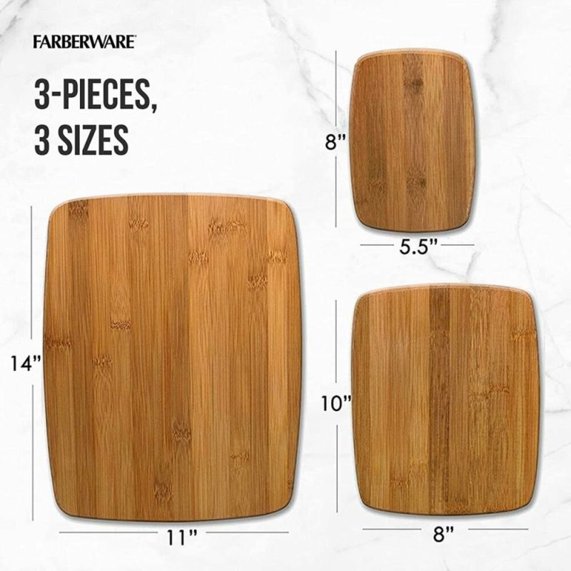 Kitchen & Dining |  3-Piece Kitchen Cutting Board Set, Reversible Chopping Boards For Meal Prep And Serving, Charcuterie Board Set, Wood Cutting Boards, Assorted Sizes, Bamboo Home Decor & Cleaning Kitchen & Dining