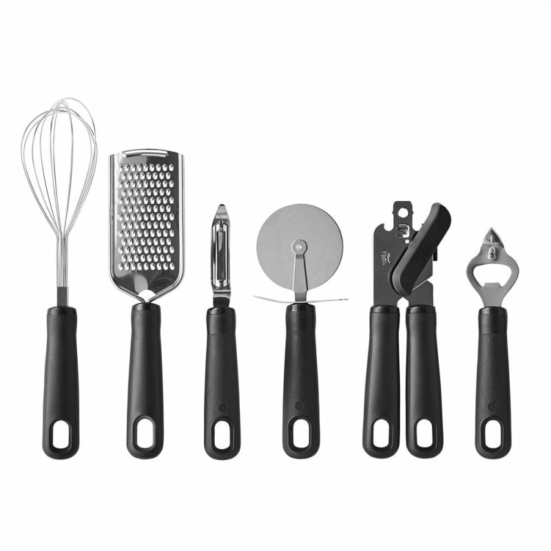 Kitchen & Dining |  30 Pcs Kitchen Gadget Set With Cooking Utensils, Measuring Cups, Clips, And Drawer Organizer, Black/White Home Decor & Cleaning Bradshaw International