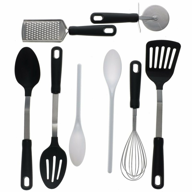 Kitchen & Dining |  30 Pcs Kitchen Gadget Set With Cooking Utensils, Measuring Cups, Clips, And Drawer Organizer, Black/White Home Decor & Cleaning Bradshaw International