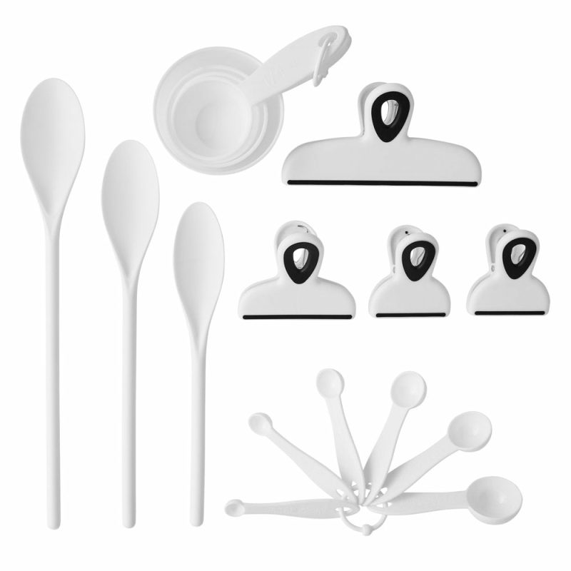 Kitchen & Dining |  30 Pcs Kitchen Gadget Set With Cooking Utensils, Measuring Cups, Clips, And Drawer Organizer, Black/White Home Decor & Cleaning Bradshaw International