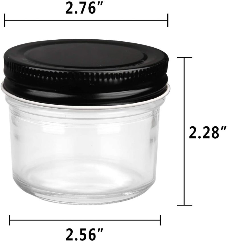 Kitchen & Dining |  4Oz Glass Jars With Lids,Small Mason Jars Wide Mouth,Mini Canning Jars With Black Lids For Honey,Jam,Jelly,Baby Foods,Wedding Favor,Shower Favors,Spice Jars For Kitchen & Home,Set Of 40 …… Cookware Cookware