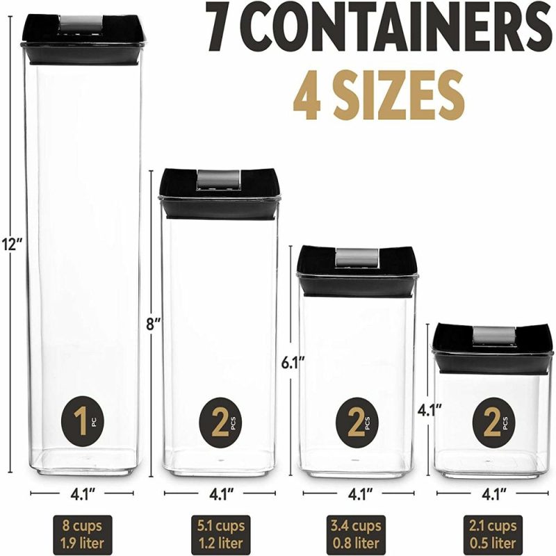 Kitchen & Dining |  7 Pieces Airtight Food Storage Container Set Kitchen Organization Cereal Containers Storage With 8 Labels & Chalk Marker Bpa Free Clear Plastic Kitchen And Pantry Organization Containers Home Decor & Cleaning COPTCIKY