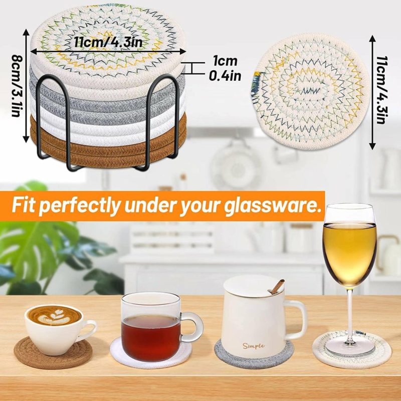 Kitchen & Dining |  8 Pcs Drink Coasters With Holder Bar Tools & Drinkware Bar Tools & Drinkware