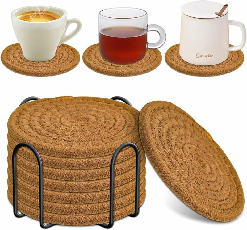 Kitchen & Dining |  8 Pcs Drink Coasters With Holder Bar Tools & Drinkware Bar Tools & Drinkware