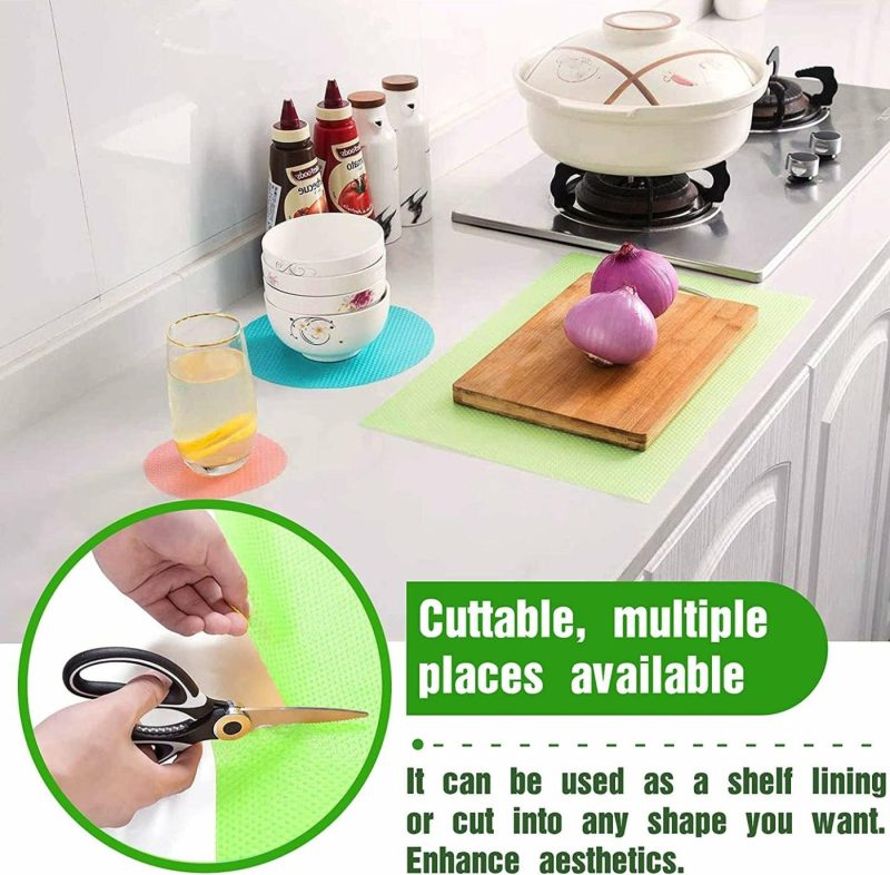 Kitchen & Dining |  8 Pcs Refrigerator Mats, Waterproof Non-Slip Eva Refrigerator Liner Pads, Can Be Cut Washable Fridge Mat, Also Great For Drawers Shelves Cabinets Storage Kitchen And Placemats Home Decor & Cleaning Kitchen & Dining