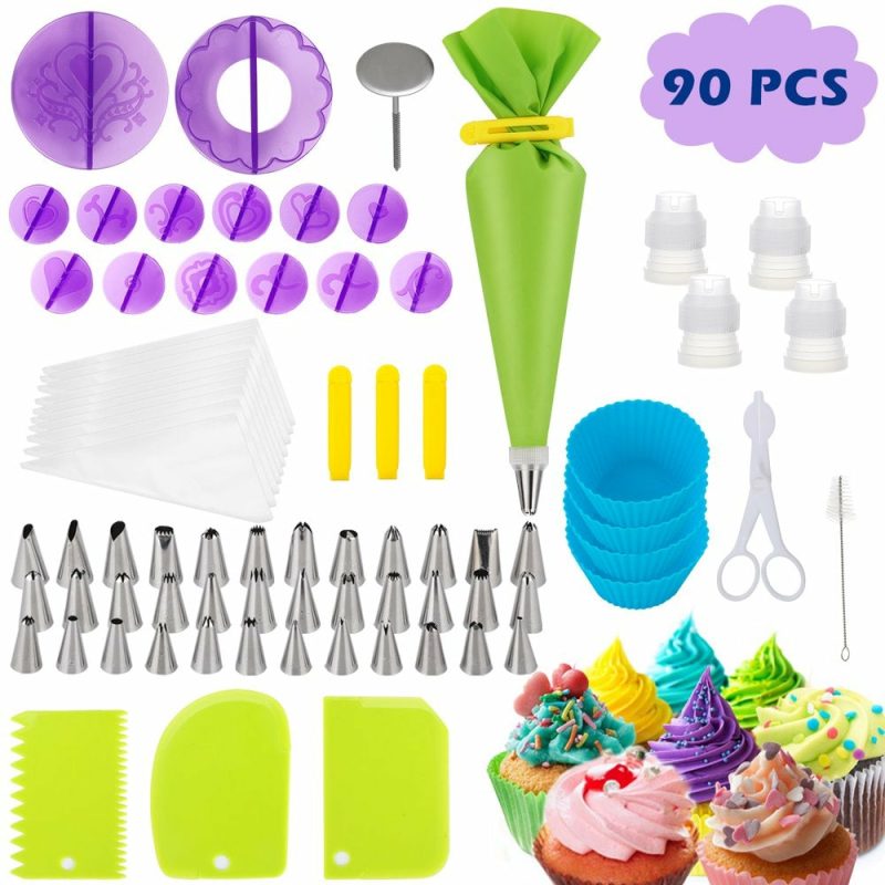 Kitchen & Dining |  90 Pcs Pastry Kit Professional Cake Turntable Utensils Kit, Baking Tools For Beginners And Professional Users Bakeware Bakeware