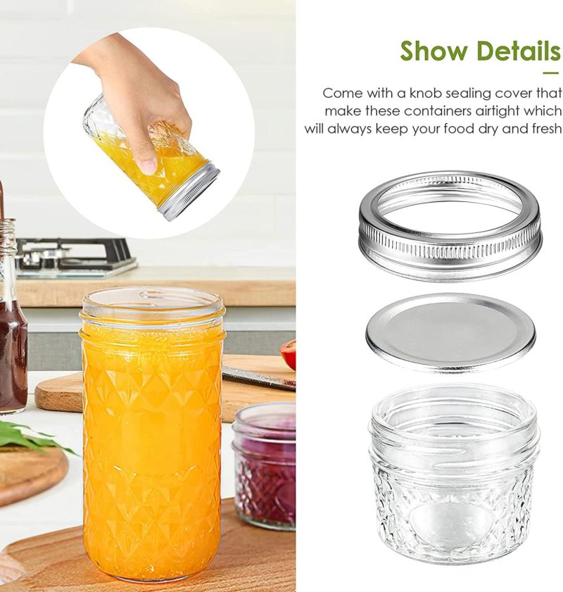 Kitchen & Dining |  Aitsite 12 Oz Mason Jars, 8 Piece Canning Jar Set With Regular Lids, Ideal For Jelly, Jam, Honey, Wedding Favors, Shower Favors, Baby Foods, Diy Magnetic Spice Jars Cookware 8