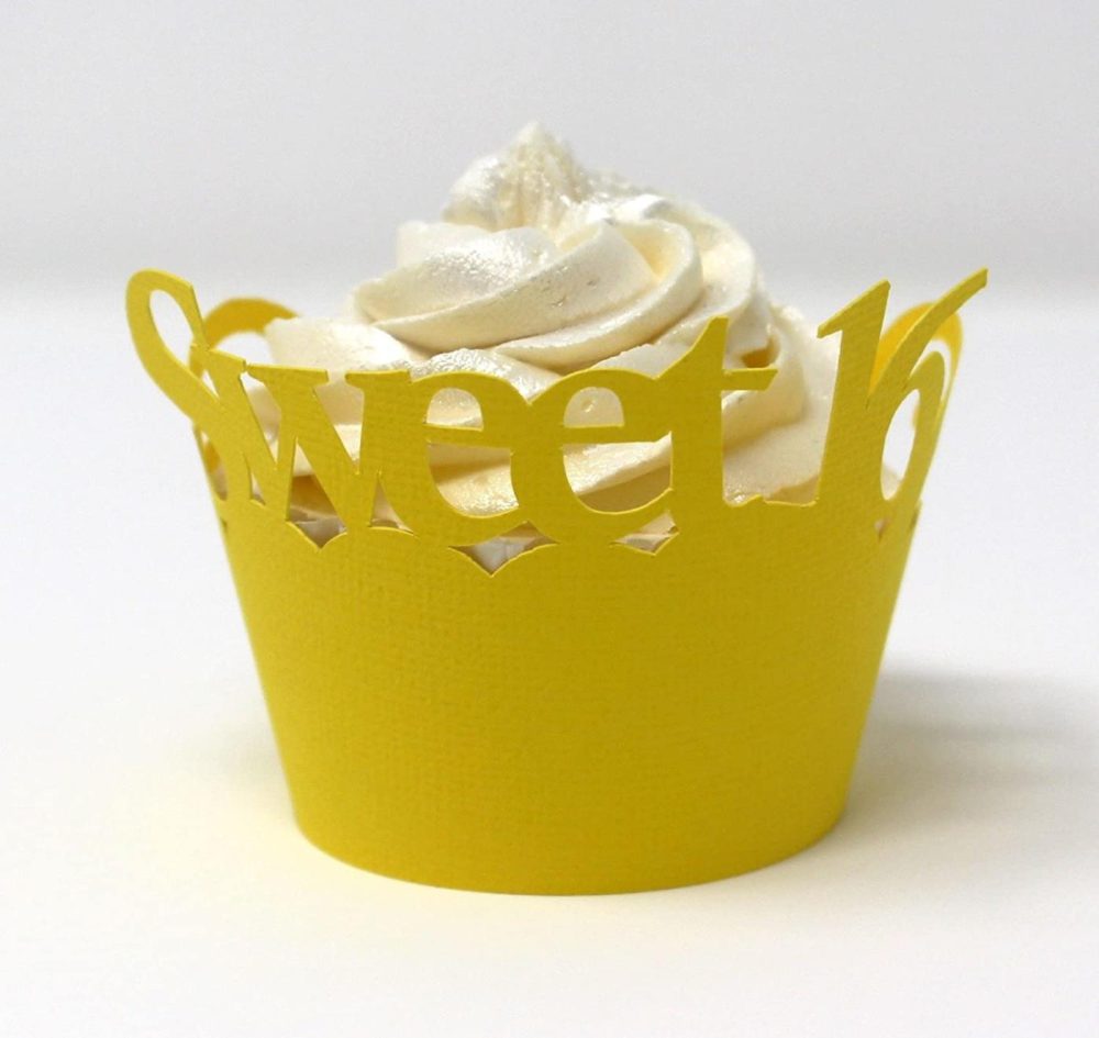 Kitchen & Dining |  All About Details Sweet 16 Cupcake Wrappers, Set Of 12 (Yellow) Bakeware All About Details