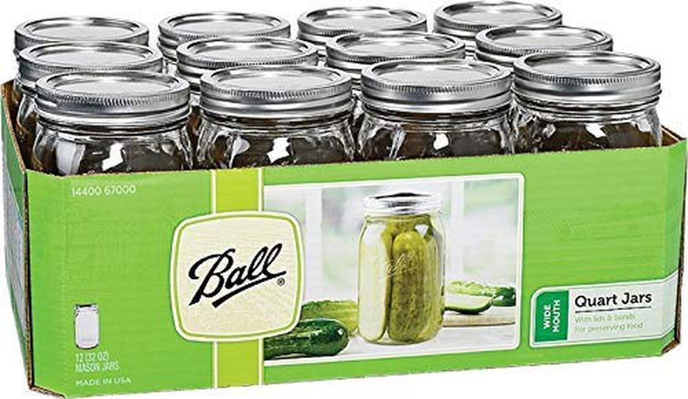 Kitchen & Dining |  Ball Mason 32 Oz Wide Mouth Jars With Lids And Bands, Set Of 12 Jars. Cookware Ball