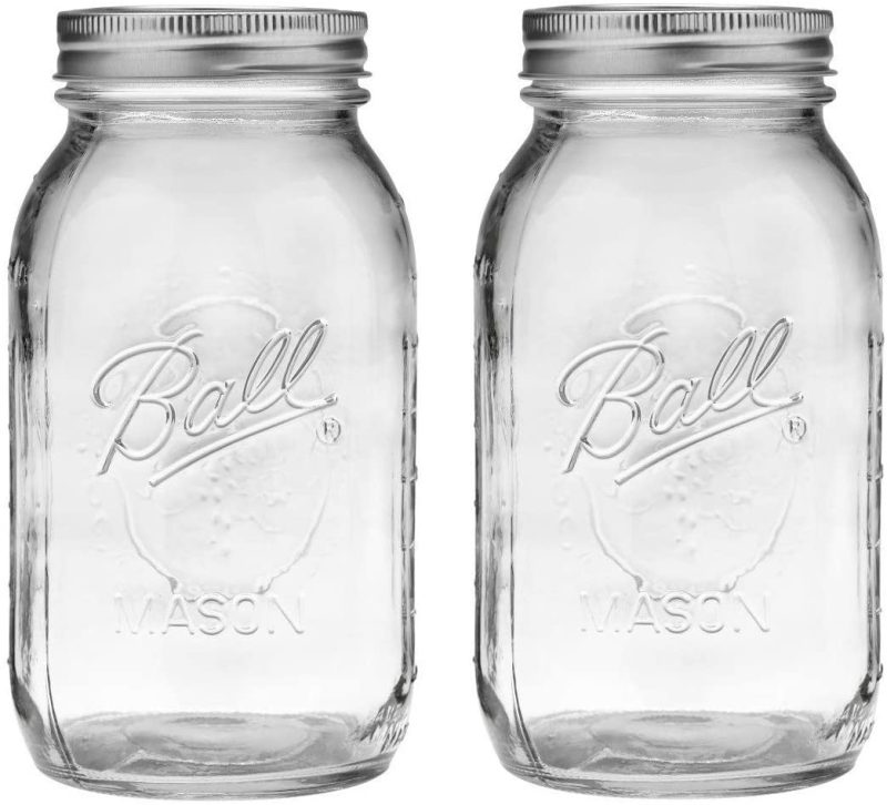 Kitchen & Dining |  Ball Regular Mouth 32-Ounces Mason Jar With Lids And Bands (2-Units), Pack Of 2, Clear Cookware Ball